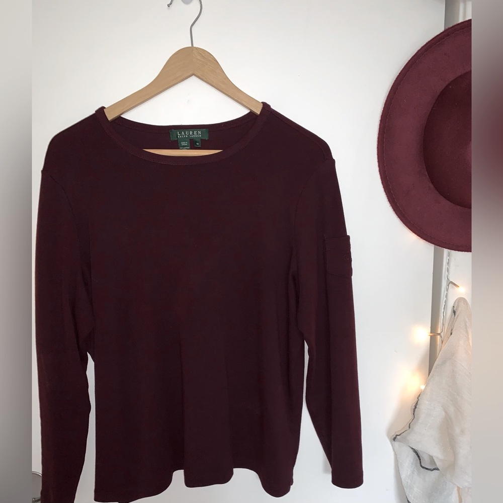 Ralph Lauren long sleeve tee. Pocket on sleeve 100%cotton